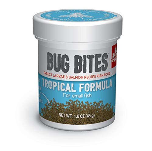 Fluval Bug Bites Tropical Fish Food, 중소형 생선 용 소형 과립, 1.59 oz., A6577